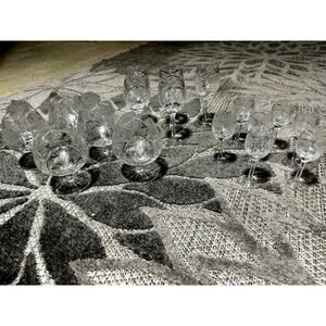 Elegant County Rose Crystal Snifter & Cordials Set of 17, Vintage Beauties